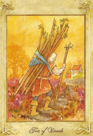 Ten of Wands in the deck Llewellyn Tarot