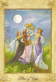 Three of Cups in the deck Llewellyn Tarot