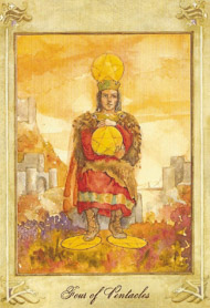 Four of Pentacles in the deck Llewellyn Tarot