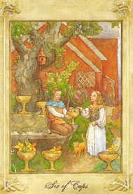 Six of Cups in the deck Llewellyn Tarot