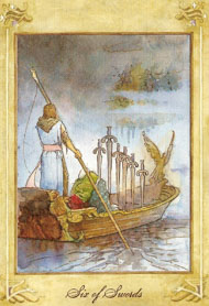 Six of Swords in the deck Llewellyn Tarot