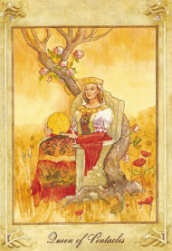 Queen of Pentacles in the deck Llewellyn Tarot