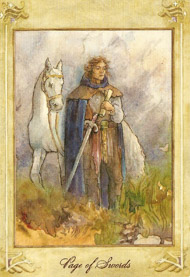 Page of Swords in the deck Llewellyn Tarot