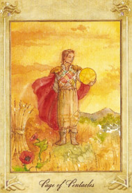 Page of Pentacles in the deck Llewellyn Tarot