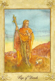 Page of Wands in the deck Llewellyn Tarot