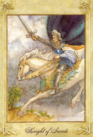 Knight of Swords in the deck Llewellyn Tarot