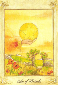 Ace of Pentacles in the deck Llewellyn Tarot