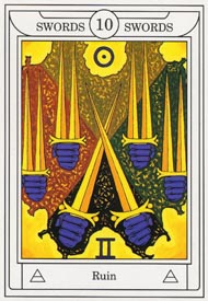 Ten of Swords in the deck Golden Dawn Magical Tarot