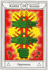 Ten of Wands in the deck Golden Dawn Magical Tarot