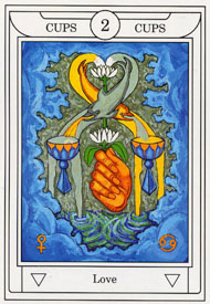 Two of Cups in the deck Golden Dawn Magical Tarot