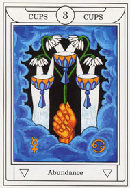 Three of Cups in the deck Golden Dawn Magical Tarot