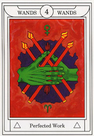 Four of Wands in the deck Golden Dawn Magical Tarot