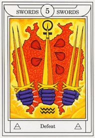 Five of Swords in the deck Golden Dawn Magical Tarot