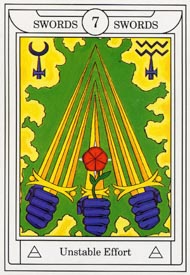 Seven of Swords in the deck Golden Dawn Magical Tarot