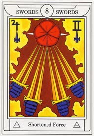 Eight of Swords in the deck Golden Dawn Magical Tarot