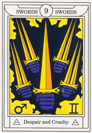 Nine of Swords in the deck Golden Dawn Magical Tarot