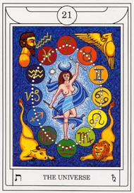 The World in the deck Golden Dawn Magical Tarot