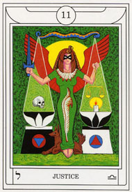 Justice  in the deck Golden Dawn Magical Tarot