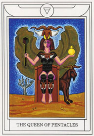 Queen of Pentacles in the deck Golden Dawn Magical Tarot