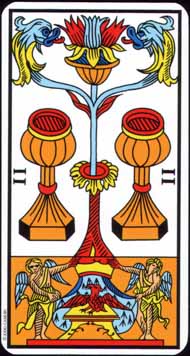 Two of Cups in the deck Tarot de Marseille Jodorowsky-Camoin