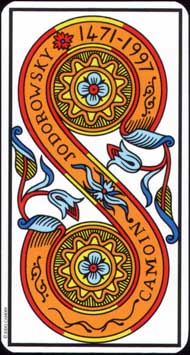 Two of Pentacles in the deck Tarot de Marseille Jodorowsky-Camoin