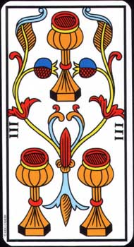 Three of Cups in the deck Tarot de Marseille Jodorowsky-Camoin