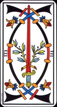 Three of Swords in the deck Tarot de Marseille Jodorowsky-Camoin