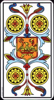 Four of Pentacles in the deck Tarot de Marseille Jodorowsky-Camoin