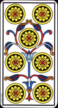 Seven of Pentacles in the deck Tarot de Marseille Jodorowsky-Camoin