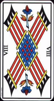 Eight of Wands in the deck Tarot de Marseille Jodorowsky-Camoin