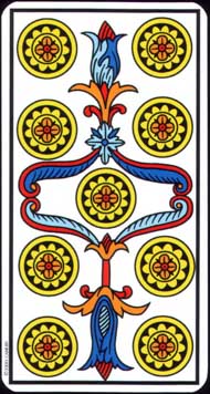 Nine of Pentacles in the deck Tarot de Marseille Jodorowsky-Camoin