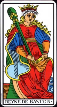 Queen of Wands in the deck Tarot de Marseille Jodorowsky-Camoin