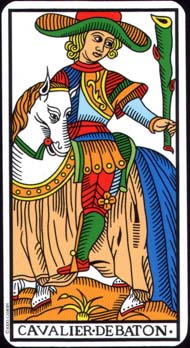 Knight of Wands in the deck Tarot de Marseille Jodorowsky-Camoin