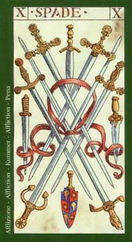 Ten of Swords in the deck Tarot of the Master