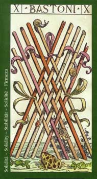 Ten of Wands in the deck Tarot of the Master