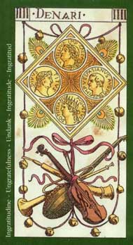 Four of Pentacles in the deck Tarot of the Master