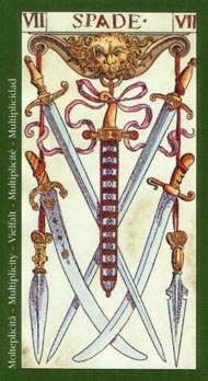 Seven of Swords in the deck Tarot of the Master