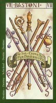 Seven of Wands in the deck Tarot of the Master