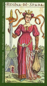 Queen of Swords in the deck Tarot of the Master