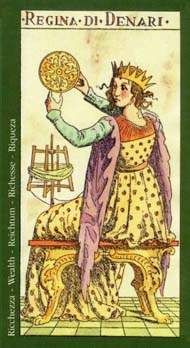 Queen of Pentacles in the deck Tarot of the Master