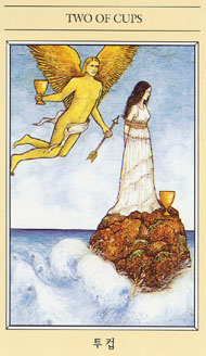 Two of Cups in the deck The Mythic Tarot