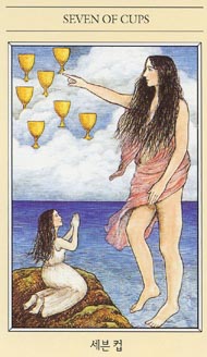 Seven of Cups in the deck The Mythic Tarot