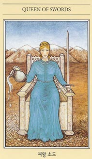 Queen of Swords in the deck The Mythic Tarot