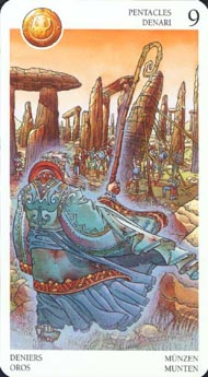 Nine of Pentacles in the deck Avalon Tarot