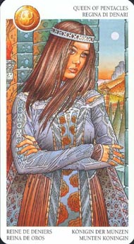 Queen of Pentacles in the deck Avalon Tarot