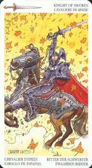 Knight of Swords in the deck Avalon Tarot