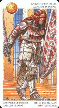 Knight of Pentacles in the deck Avalon Tarot