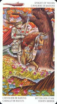 Knight of Wands in the deck Avalon Tarot