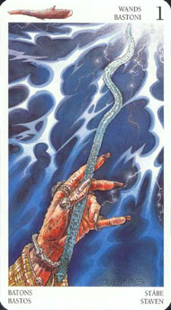 Ace of Wands in the deck Avalon Tarot