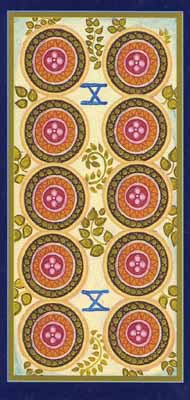 Ten of Pentacles in the deck Tarot du Roy Nissanka